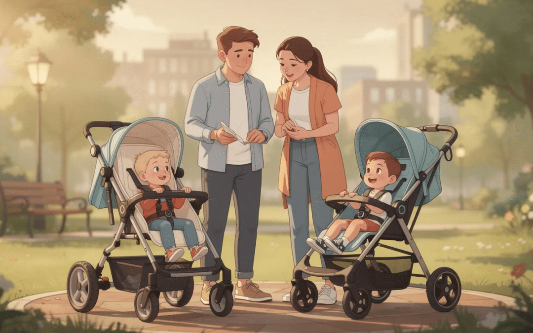 Ilustracja przedstawia różne modele wózków inwalidzkich i spacerowych dla dzieci, w tym wózki dostosowane do specjalnych potrzeb, takich jak wózki inwalidzkie dla dzieci z mózgowym porażeniem. Obrazy ukazują wózki o nowoczesnym wyglądzie, które zapewniają komfortowe przemieszczanie dziecka oraz bezpieczeństwo podczas codziennego użytkowania.